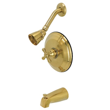 Kingston Brass Tub and Shower Faucet, Brushed Brass, Wall Mount KB3637AX